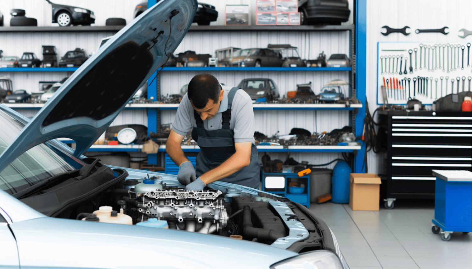 Mechanic Inspecting Renault Engine - Valve Cover Gasket Check Mechanic Inspecting Renault Engine