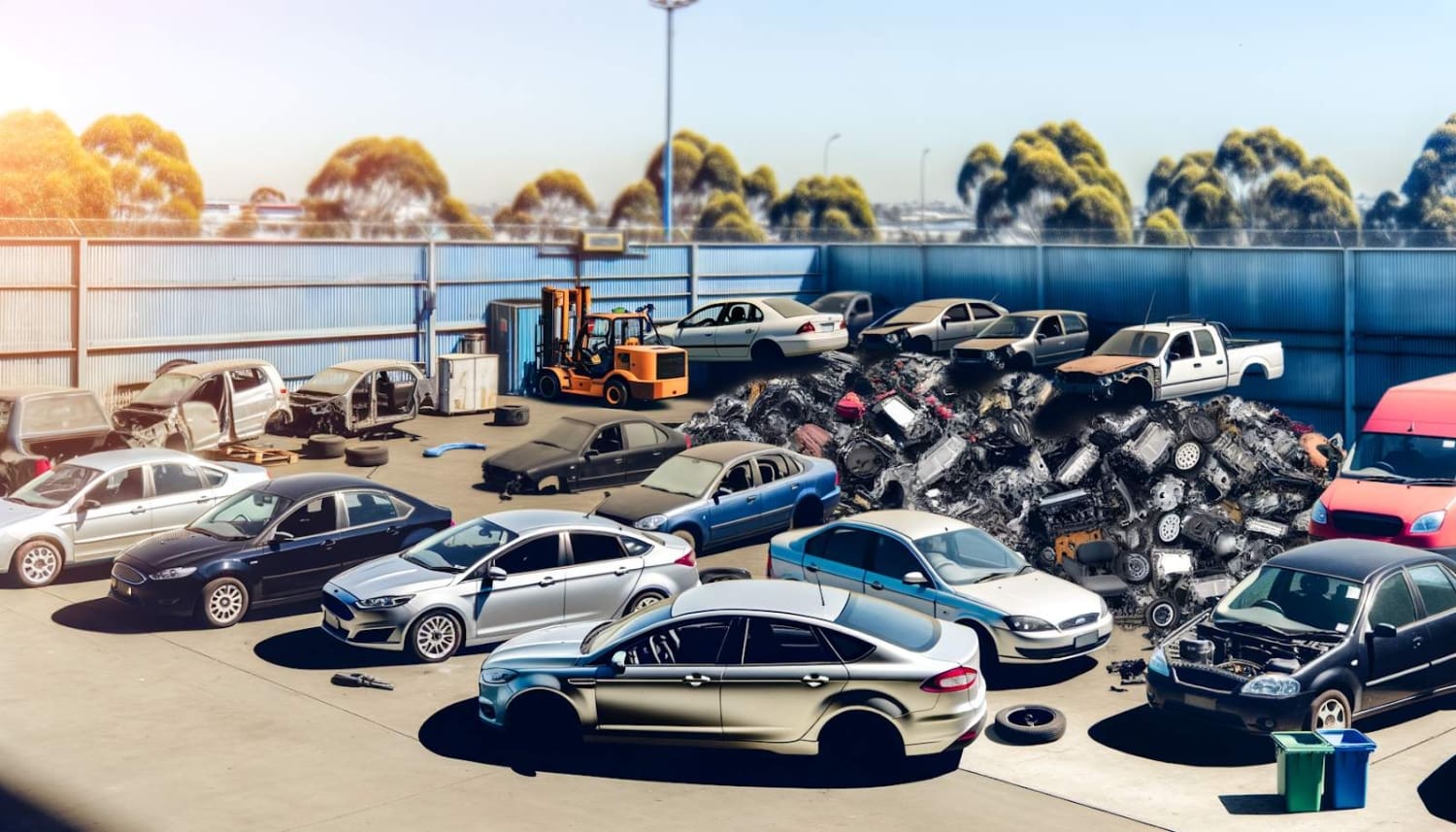 Ford Car Wrecking Yard with Salvaged Parts and Models